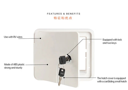 Boat Square Electric Cable Hatch Access Door & 2 Keys Electric Power Cord Cable Hatch For Marine RV Yacht Motorhome Camper