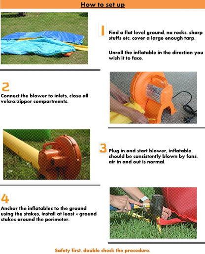 5m PVC  Inflatable Bounce House Tropical Double Water Slide Combo  Wet& Dry Jump Bouncy House Castle For Outdoor Party Rental