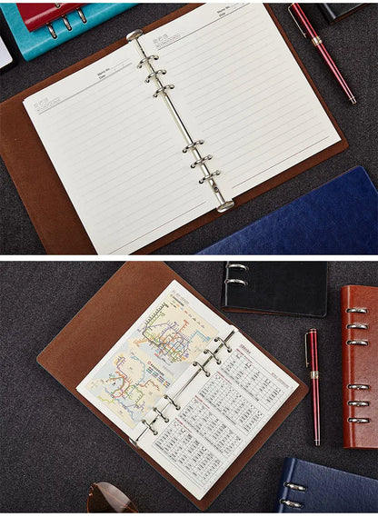 A4 A5 A6 B5 Hollow Loose-leaf Notebook, Detachable Notebook, Leather Notepad Notebook Binder Notepads Stationery