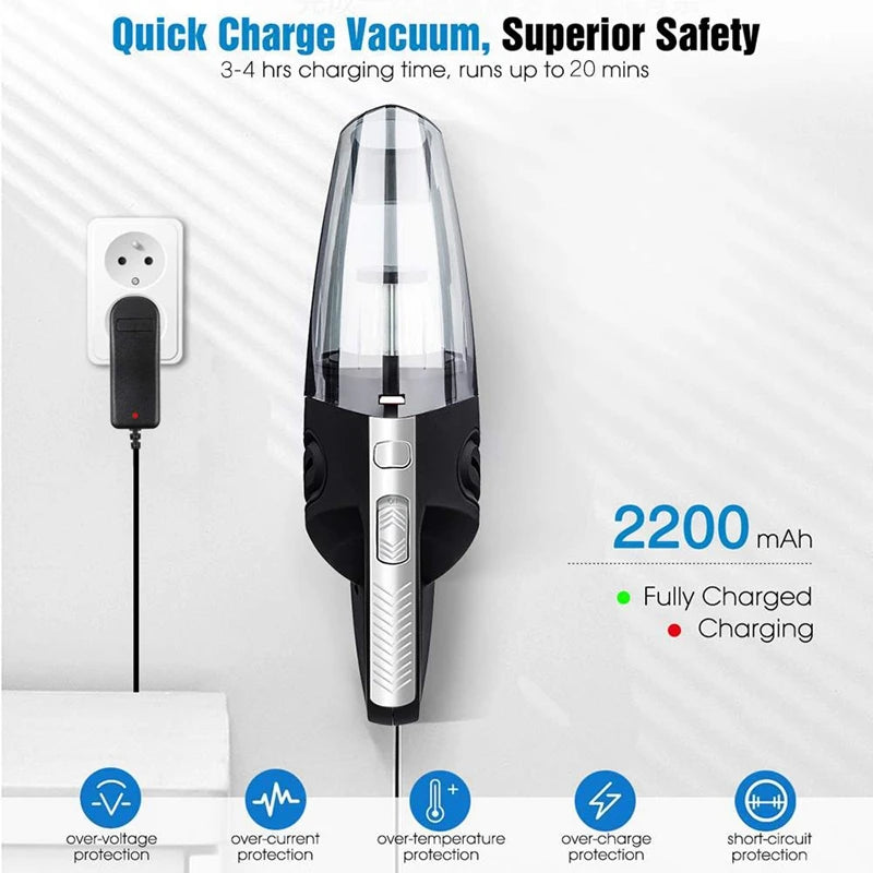 Handheld Vacuum Cordless Powerful Cyclone Suction Portable Rechargeable Vacuum Cleaner 6053 Quick Charge for  Home Pet Hair