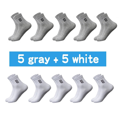 20Pcs=10Pairs High Quality Men Socks Cotton Breathable Sweat-Absorbent Middle Tuble Black Socks Deodorant Business Men Gift Sock