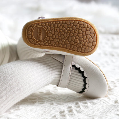Meckior Baby Girl Shoes Leather Rubber Sole Anti-slip Toddler First Walkers Infant Crib Shoes Newborn Girl New Baby Shoes