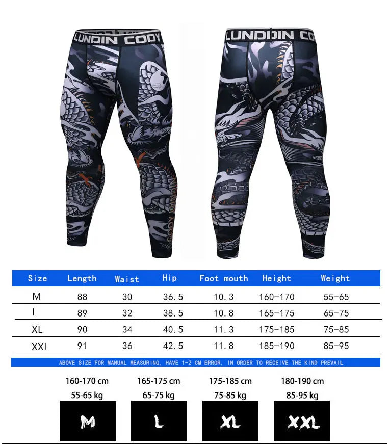 New Men Sports Jiu Jitsu BJJ Suit Gym Fitness Compression Clothes Running Jogging Sport Wear Exercise Workout Rashguard Tights