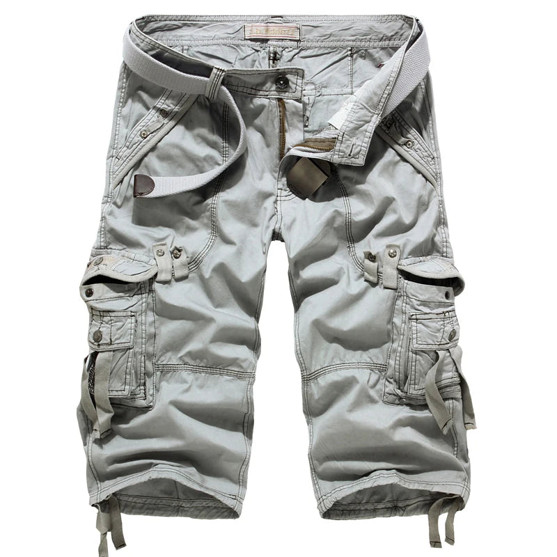 2025 Summer New High Quality Cargo Shorts Men Casual Workout Military Men's Shorts Multi Pocket Knee Length Short Pants