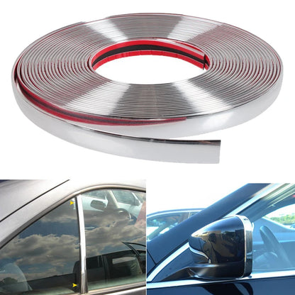 13M Silver Car Moulding Trim Strip Chrome Styling Decoration Tape Auto DIY Protective Sticker 6mm 8mm 10mm 12mm 15mm 20mm 30mm