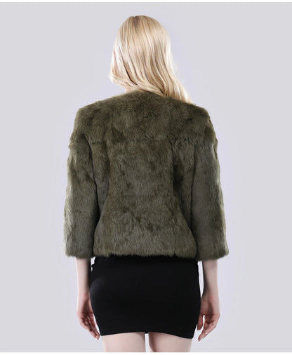 Hot Sale Girl Real Rabbit Fur Coat Women Real Rabbit Fur Jacket Genuine Real Rabbit Fur Outerwear Casual Short Real Fur Coats