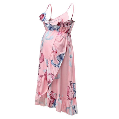 Maternity Dress Ruffled Pregnancy Clothes Print Maternity Clothes Elegant Loose Irregular Maternity Clothes Plus Size Maxi Dress