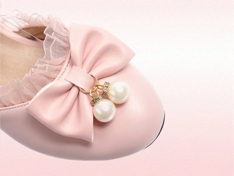 7-15 Years Old Girls High Heels Shoes Pink White Princess Girls Dress Shoes Summer Girls Party Shoes  X#12/10D50
