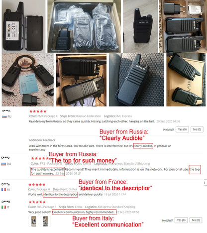 Retevis RT622 Mini Walkie Talkie 2pcs PMR446 Portable Two-way Radio PTT Walkie Talkies Communication Radio for Restaurant Hotel