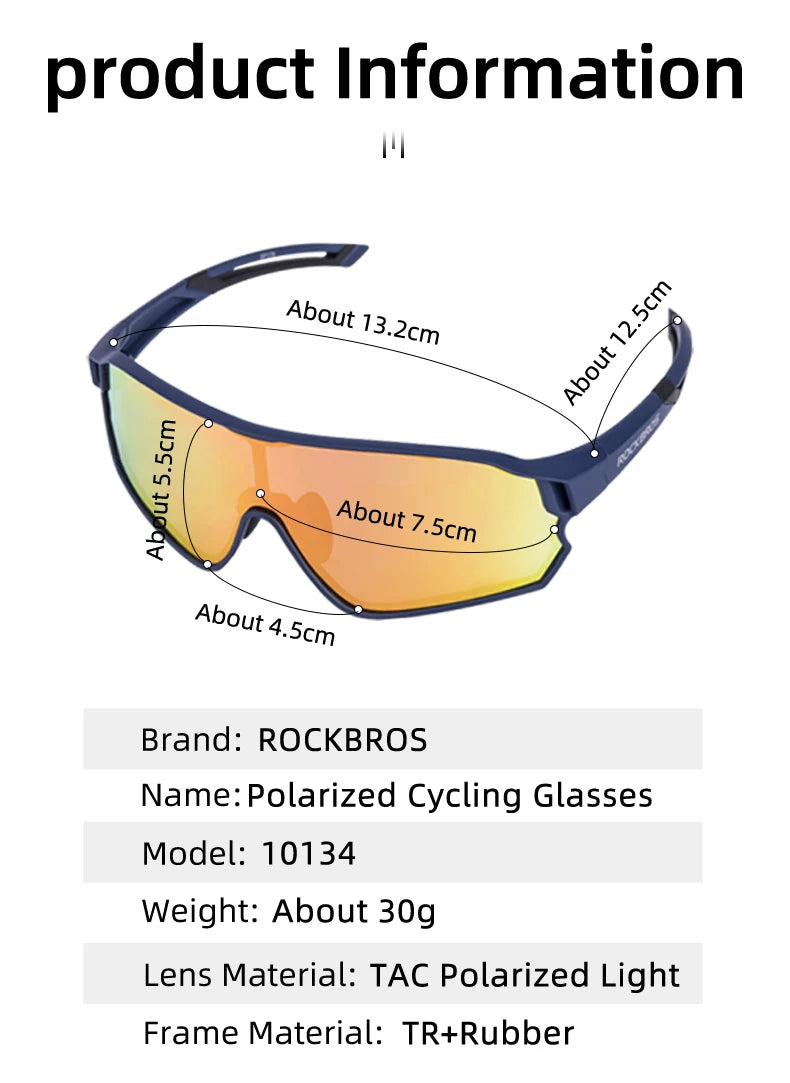 ROCKBROS Polarized Cycling Glasses Bike Polarized Glasses Outdoor Sports MTB Bicycle Sunglasses Goggles Eyewear Myopia Frame