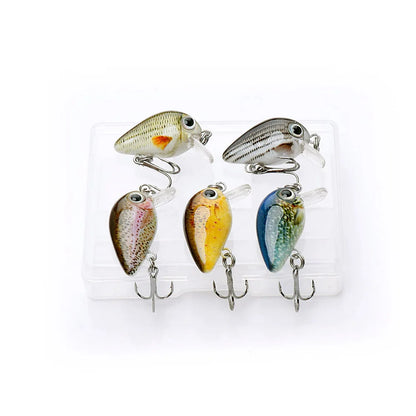 TREHOOK 5pcs 1.5g 3cm Mini Wobblers/Crankbait Fishing Lure Artificial Bait Hard Floating Wobbler for Fish Bass Fishing Tackle