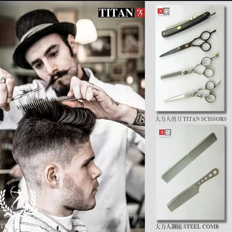 TITAN Professional Laser Wire Hair Scissors Haircut Scissor Cut Barber Cutting Shears Hairdresser Scissors JP 440C Steel 6 Inch