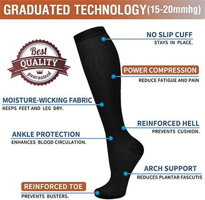 Compression Stockings Blood Circulation Promotion Slimming Compression Socks Anti-Fatigue Comfortable Solid Color Socks