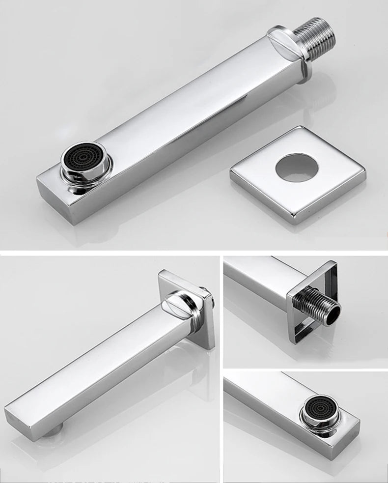 BECOLA Wall Mounted Faucet Spout Square and Round Brass Chrome/Black Spouts Waterfall Shower Faucet Accessories