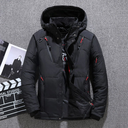 Mens White Duck Down Jacket Warm Hooded Thick Puffer Jacket Coat Male Casual High Quality Overcoat Thermal Winter Parka Men