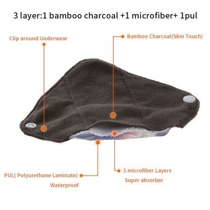 10Pcs Reusable Pads Bamboo Charcoal Pads Sanitary Pads Washable Panty Liner Mama Maternity Menstrual Cotton Pads