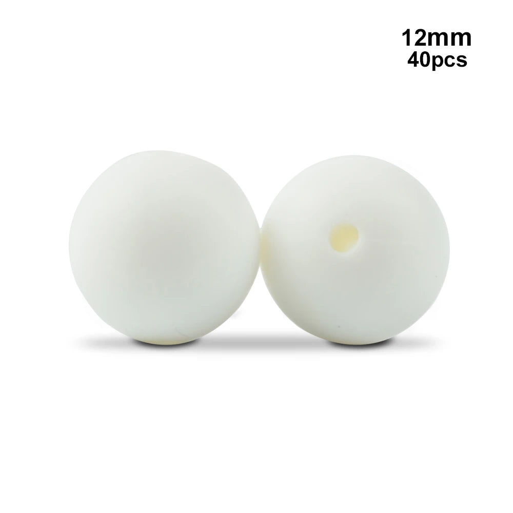 LOFCA 40pcs 12mm Silicone Beads Teething Chew Beads Food Grade Teether Necklace BPA Free Diy Jewelry Baby Teether Toy Pacifier