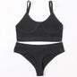 Women Seamless Bra And Panties Set U-Back Bralette Top Comfort Breathable Briefs Ribbed Sexy Lingerie Sports Underwear Set