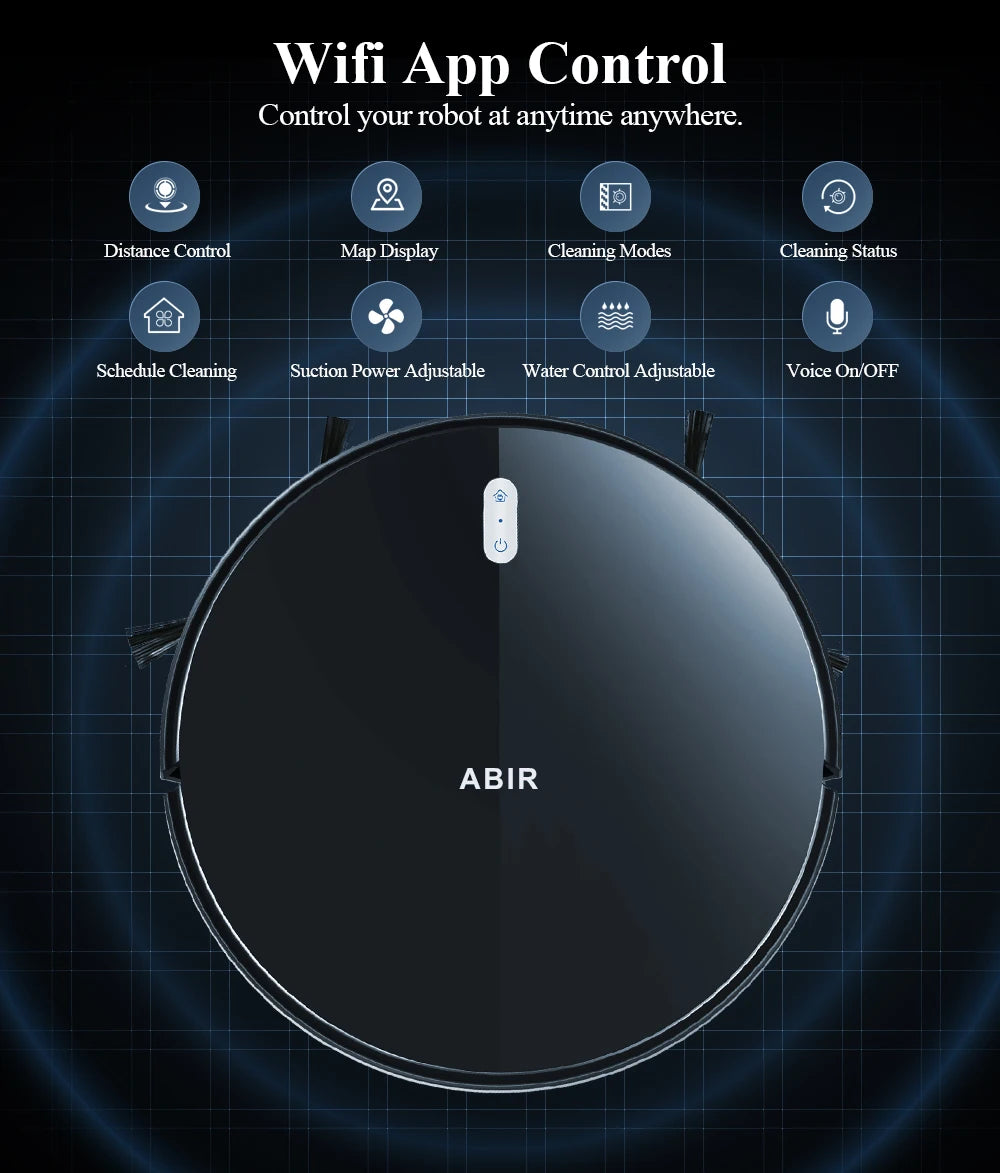 ABIR G20S Robot Vacuum Cleaner,Map Memory,6000Pa Suction,Remote Upgrade, Electric Wet Mop,WIFI APP Smart Floor Washing for Home