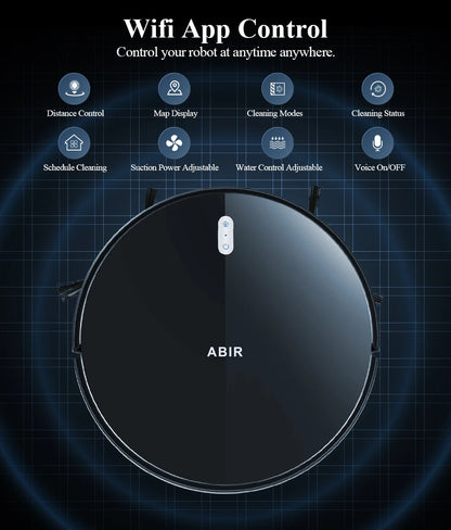 ABIR G20S Robot Vacuum Cleaner,Map Memory,6000Pa Suction,Remote Upgrade, Electric Wet Mop,WIFI APP Smart Floor Washing for Home