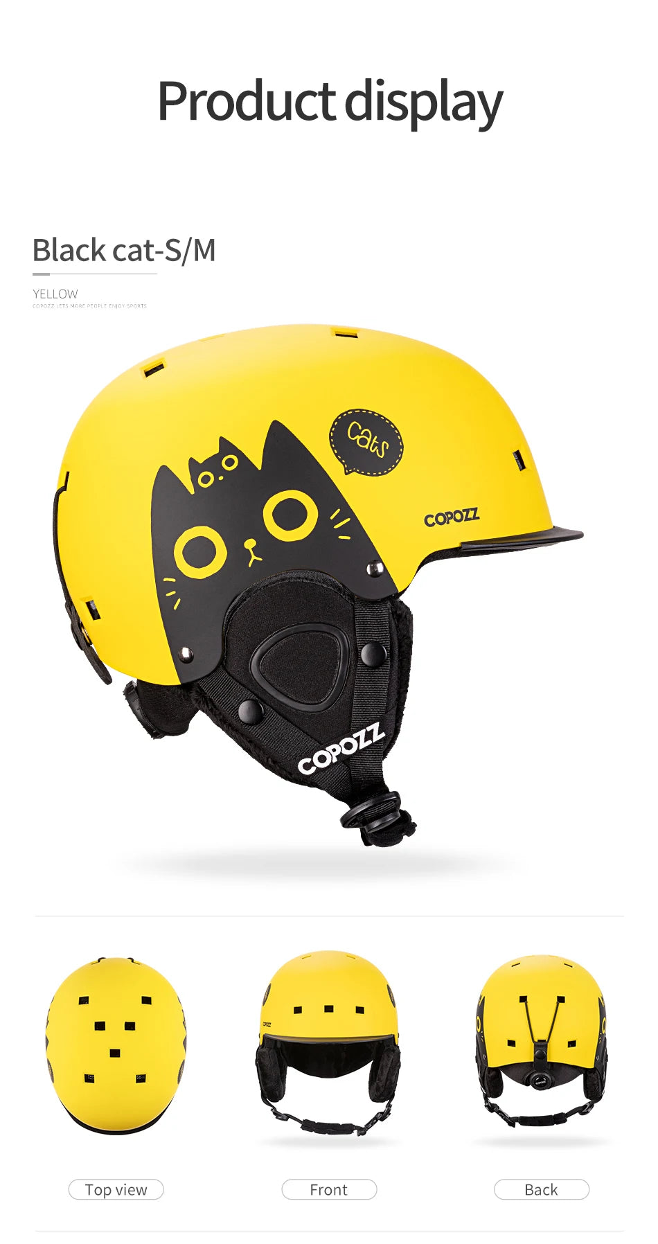 COPOZZ Cartoon Kids Children Ski Helmet Integrally-molded Outdoor Sports Protection Snowboard Helmet Women Skiing Equipment