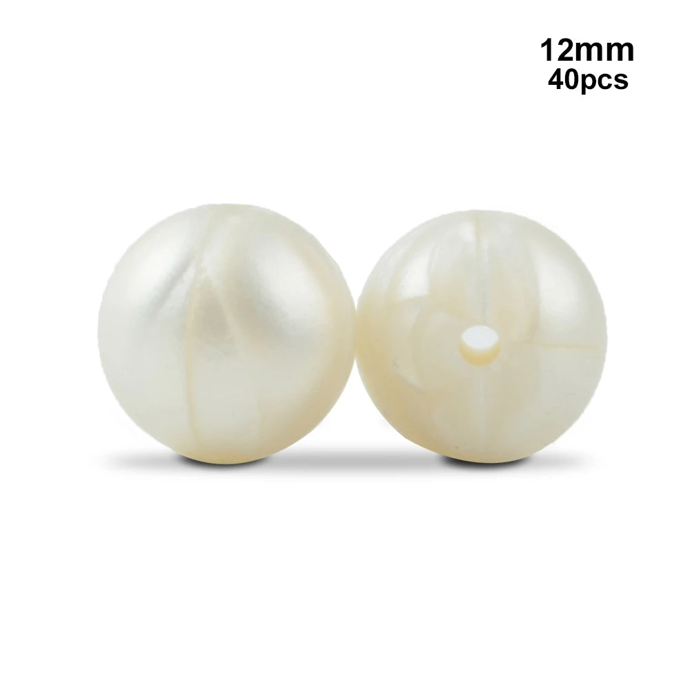 LOFCA 40pcs 12mm Silicone Beads Teething Chew Beads Food Grade Teether Necklace BPA Free Diy Jewelry Baby Teether Toy Pacifier