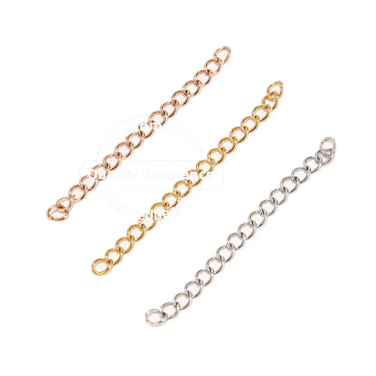 50pcs Stainless Steel 2 inch Soldered Extension Chain Silver Plated Extender Tail Chains for DIY Jewelry Making