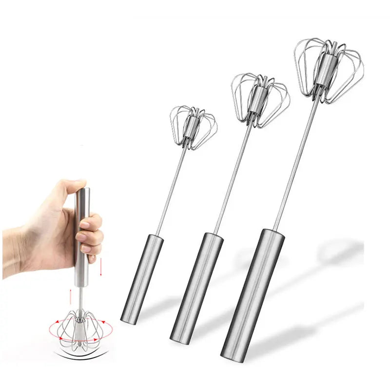Semi-Automatic Egg Beater Steel Egg Whisk Manual Hand Mixer Self Turning Egg Stirrer Kitchen Accessories Egg Tools 304 Stainless