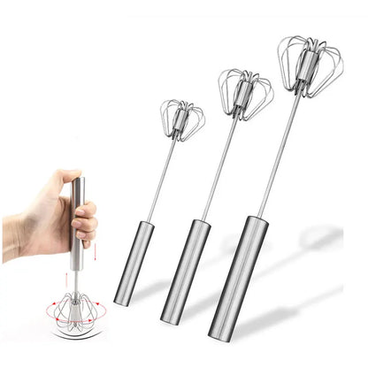 Semi-Automatic Egg Beater Steel Egg Whisk Manual Hand Mixer Self Turning Egg Stirrer Kitchen Accessories Egg Tools 304 Stainless