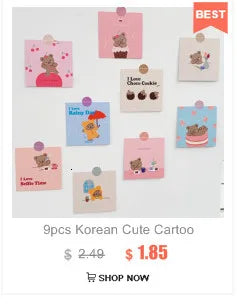 9pcs Cute Bear Birthday Double Sided Decorative Card Pink Background Journal Album Wall Sticker Photo Props Stationery Gift