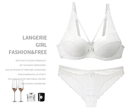 2021 New Sexy Women BCD Cup Bra Sets Lace Thong Hollow Out Underwear Panties Intimante Brief Female Girls Lingerie