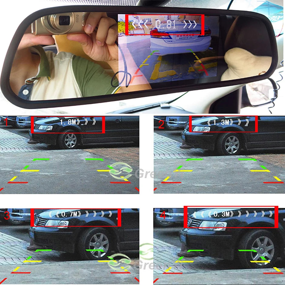 CVBS GreenYi Dual Core CPU Car Video Parking Sensor Reverse Backup Radar Assistance, Auto Parking Monitor Digital Display