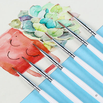 6Pcs/Set Fine Hand-painted Thin Hook Line Pen Drawing Art Pen #0 #00 #000 Paint Brush Art Supplies Nylon Hair Brush Painting Pen