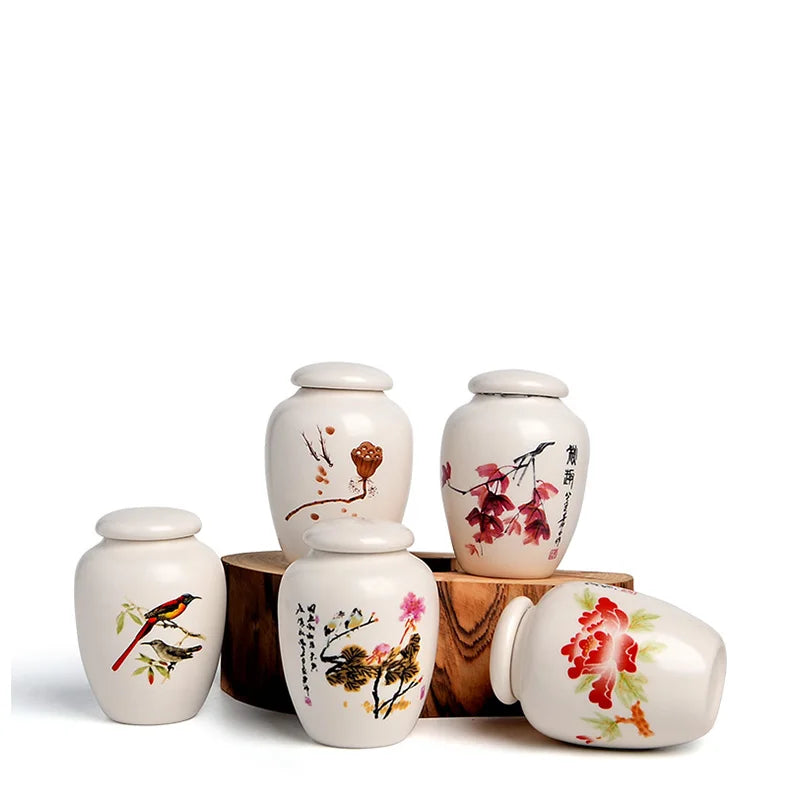 Mini White Ceramic Pet Ashes Urn Cremation Ash Holder Small Animal Pet Parrot Bird Funeral Memorial Casket Burial Urns Gift