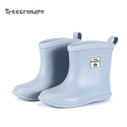 Child Boy Rubber Rain Shoes Girls Boys Kid Ankle Rain Boots Waterproof Shoes Round Toe Water Shoes Soft Toddler Rubber Shoes