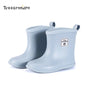 Child Boy Rubber Rain Shoes Girls Boys Kid Ankle Rain Boots Waterproof Shoes Round Toe Water Shoes Soft Toddler Rubber Shoes