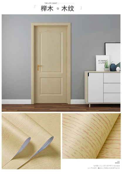90x210cm/30X500cm Grey Wood Grain Wallpaper On The Door Adhesive  Furniture Refurbish Sticker Home Decor Wall Decal Door Sticker