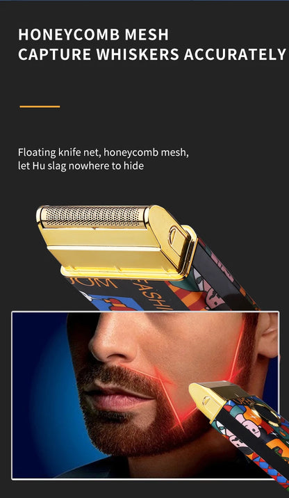 Kemei Uno Cordless Single Foil Shaver StyleCraft Graffiti Professional Lithium ion Razor Super Close Cutting WITH NO IRRITATION