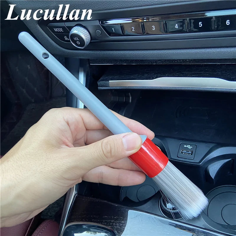 Lucullan Super Soft Synthetic Bristle Detailing Brushes Set PP Handle For Wheels,Tires, Engine Bay, Leather Seats, Door Panels