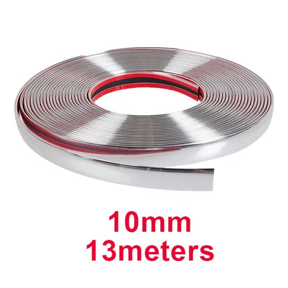 13M Silver Car Moulding Trim Strip Chrome Styling Decoration Tape Auto DIY Protective Sticker 6mm 8mm 10mm 12mm 15mm 20mm 30mm