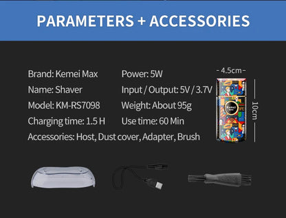 Kemei Uno Cordless Single Foil Shaver StyleCraft Graffiti Professional Lithium ion Razor Super Close Cutting WITH NO IRRITATION