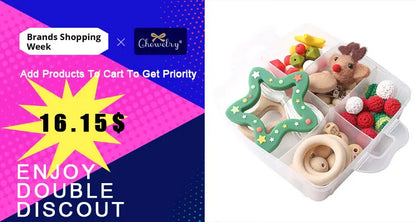 10pc Wooden Teether Animals Beech Teething Grasping Wooden Animal Toy Rodent Baby Teether Pendant DIY  Pacifier Chain Kids Goods