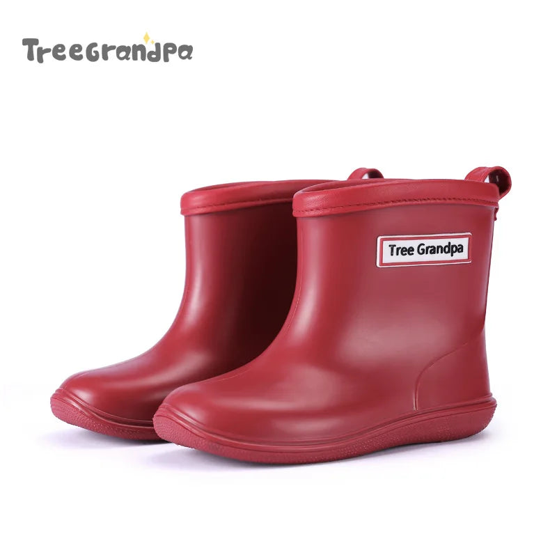 Child Boy Rubber Rain Shoes Girls Boys Kid Ankle Rain Boots Waterproof Shoes Round Toe Water Shoes Soft Toddler Rubber Shoes