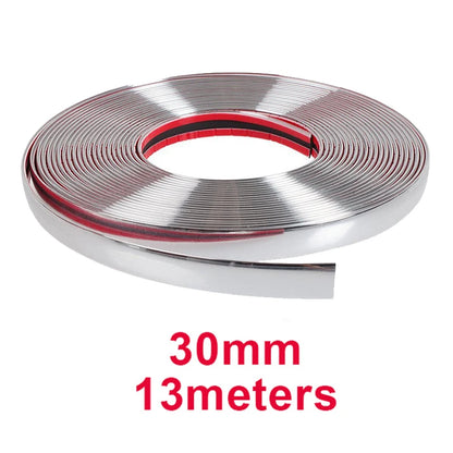 13M Silver Car Moulding Trim Strip Chrome Styling Decoration Tape Auto DIY Protective Sticker 6mm 8mm 10mm 12mm 15mm 20mm 30mm