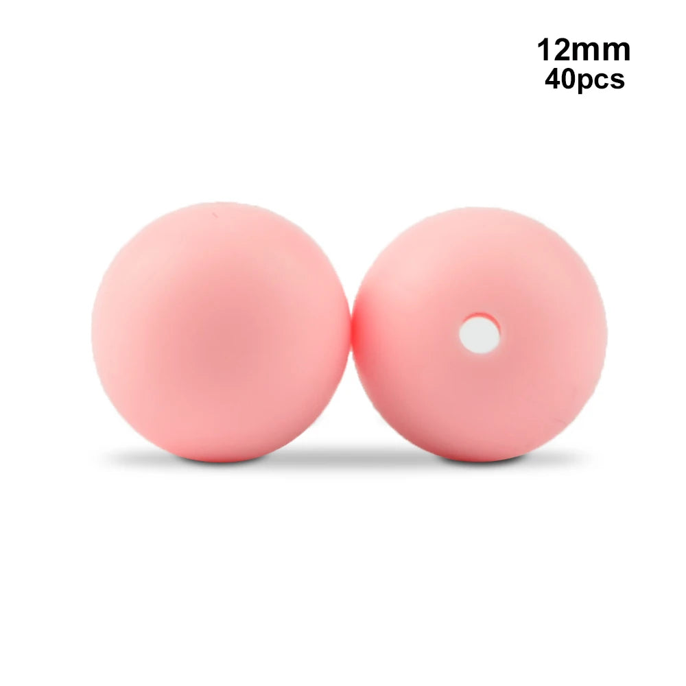 LOFCA 40pcs 12mm Silicone Beads Teething Chew Beads Food Grade Teether Necklace BPA Free Diy Jewelry Baby Teether Toy Pacifier
