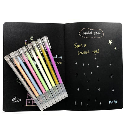 9Pc Pen+1pc Notebook Set 2025 Sketchbook Diary for Graffiti Soft Cover Black Paper Sketch Book Notebook Office School Supplies