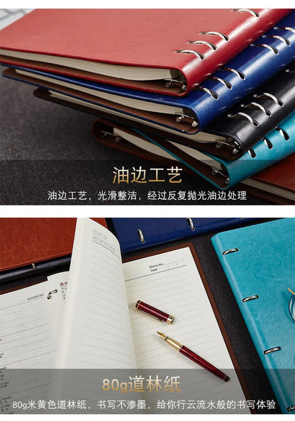 A4 A5 A6 B5 Hollow Loose-leaf Notebook, Detachable Notebook, Leather Notepad Notebook Binder Notepads Stationery