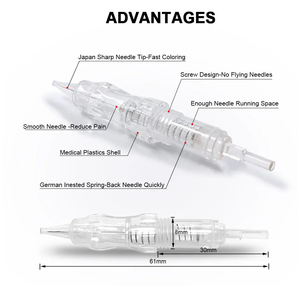 Biomaser 10PCS Revolution Tattoo Needle Permanent Makeup Cartridge Needles For Tattoo Machine Kit Eyebrow Needle 1R,2R,3R,5R