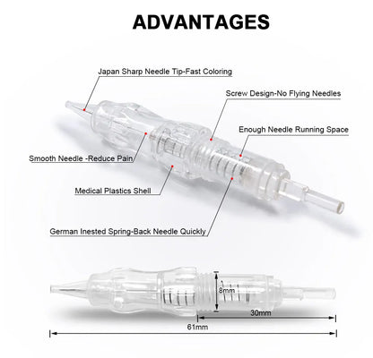 Biomaser 10PCS Revolution Tattoo Needle Permanent Makeup Cartridge Needles For Tattoo Machine Kit Eyebrow Needle 1R,2R,3R,5R
