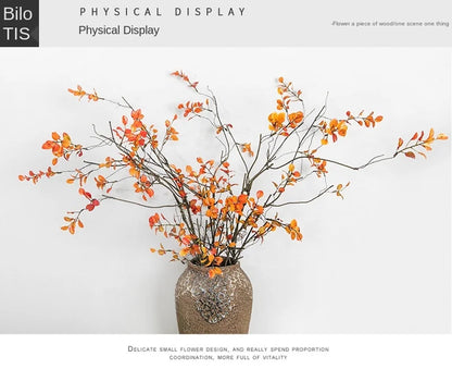 110cm Single Feel Autumn Leaf Plant Bouquet Artificial Flowers Plastic Floor Wedding Arrangement Withered Rattan decoration